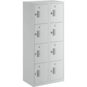 Armario de acero con cerradura Eurokraft Basic - 2 compartimentos, gris claro Armario de acero con cerradura Eurokraft Basic - 2 compartimentos, gris claro