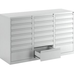 Armario de Cajones de Acero Eurokraft basic - 21 Cajones - Gris Claro Armario de Cajones de Acero Eurokraft basic - 21 Cajones - Gris Claro