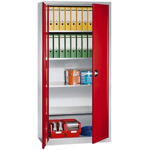 Eurokraft pro Armario de Acero - 4 Estantes, Gris Claro y Rojo Tráfico - Armario de Almacenamiento Eurokraft pro Armario de Acero - 4 Estantes, Gris Claro y Rojo Tráfico - Armario de Almacenamiento