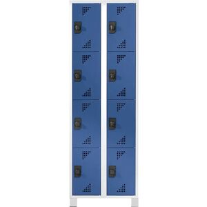 Armario de almacenamiento de acero con cerradura y 8 compartimentos - Gris claro y azul Armario de almacenamiento de acero con cerradura y 8 compartimentos - Gris claro y azul