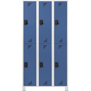 Armadio Spogliatoio EUROKRAFTpro - Acciaio, Grigio Chiaro e Blu, 6 Compartimenti Armadio Spogliatoio EUROKRAFTpro - Acciaio, Grigio Chiaro e Blu, 6 Compartimenti