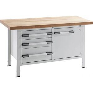Banco da lavoro regolabile Eurokraft Pro - Acciaio e legno - 1500mm di larghezza Banco da lavoro regolabile Eurokraft Pro - Acciaio e legno - 1500mm di larghezza