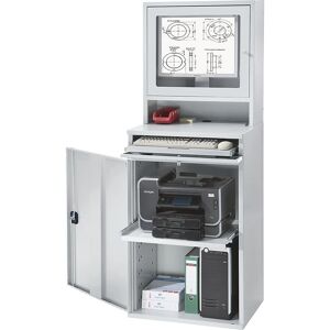 Postazione di lavoro in acciaio Eurokraft Pro con scomparto monitor - Grigio chiaro Postazione di lavoro in acciaio Eurokraft Pro con scomparto monitor - Grigio chiaro