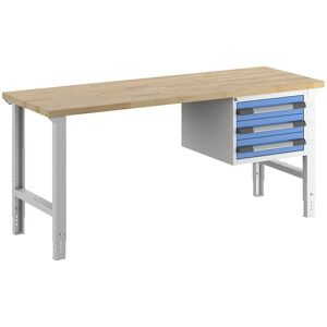 Banco de trabajo Eurokraft pro - 3 cajones, Azul claro, Sistema modular Banco de trabajo Eurokraft pro - 3 cajones, Azul claro, Sistema modular