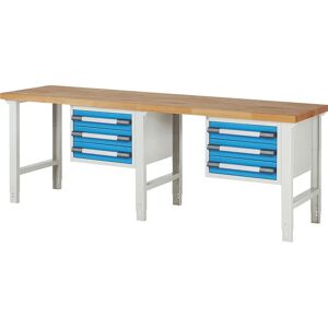 Banco de trabajo modular Eurokraft Pro - 6 cajones, 2500x700mm Banco de trabajo modular Eurokraft Pro - 6 cajones, 2500x700mm