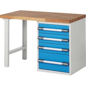 Banco de trabajo modular Eurokraft Pro - 4 cajones - Azul claro RAL 5012 Banco de trabajo modular Eurokraft Pro - 4 cajones - Azul claro RAL 5012