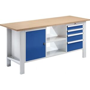 Bancada de trabalho eurokraft basic - Sistema modular, 1850mm, 4 gavetas, 1 porta Bancada de trabalho eurokraft basic - Sistema modular, 1850mm, 4 gavetas, 1 porta