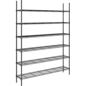 Estantería de malla de acero negra - Kaiserkraft, 6 baldas, 1520x360mm Estantería de malla de acero negra - Kaiserkraft, 6 baldas, 1520x360mm