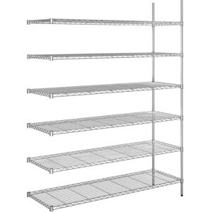 Estantería de malla de acero cromada - 6 baldas, 1520x610 mm Estantería de malla de acero cromada - 6 baldas, 1520x610 mm