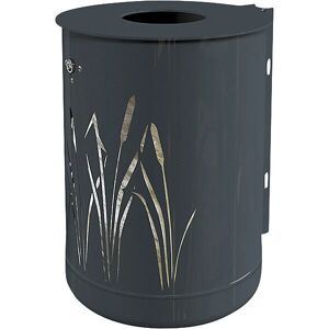 Contenedor de residuos exterior Kaiserkraft - 50L, montaje en pared y poste, gris Contenedor de residuos exterior Kaiserkraft - 50L, montaje en pared y poste, gris
