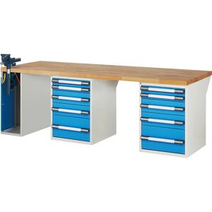 Eurokraft Pro Serie 7000 - Banco de trabajo, sistema modular, 10 cajones - 2500x900 mm Eurokraft Pro Serie 7000 - Banco de trabajo, sistema modular, 10 cajones - 2500x900 mm
