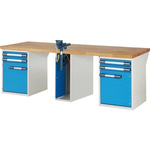 Eurokraft pro Serie 7000 - Banco de trabajo modular con tapa de haya - Estación de trabajo Eurokraft pro Serie 7000 - Banco de trabajo modular con tapa de haya - Estación de trabajo