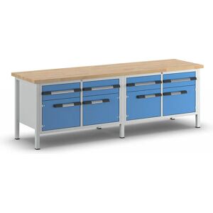 Banco de trabajo Eurokraft Pro - Serie 8000, Azul, 4 Cajones, 4 Puertas Banco de trabajo Eurokraft Pro - Serie 8000, Azul, 4 Cajones, 4 Puertas