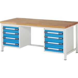 Banco da lavoro Eurokraft pro con 12 cassetti - Blu chiaro - Banchi da lavoro con cassetti Banco da lavoro Eurokraft pro con 12 cassetti - Blu chiaro - Banchi da lavoro con cassetti