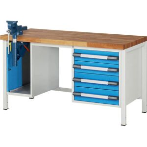 Banco de trabajo Eurokraft pro Serie 8000 - Azul, 4 cajones, Marco de acero Banco de trabajo Eurokraft pro Serie 8000 - Azul, 4 cajones, Marco de acero