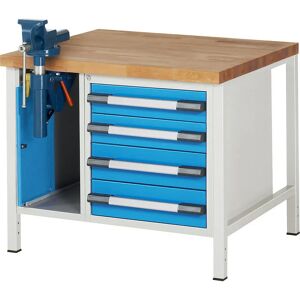 Banco da lavoro eurokraft pro - Blu chiaro 4 cassetti, 1 armadio Banco da lavoro eurokraft pro - Blu chiaro 4 cassetti, 1 armadio