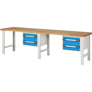 Eurokraft Pro Serie 7000 - Banco de trabajo, sistema modular, 4 cajones - 3000 x 700 mm Eurokraft Pro Serie 7000 - Banco de trabajo, sistema modular, 4 cajones - 3000 x 700 mm