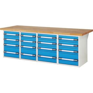Eurokraft Pro Banco de Trabajo - Sistema Modular - 16 Cajones - 2500x900mm Eurokraft Pro Banco de Trabajo - Sistema Modular - 16 Cajones - 2500x900mm