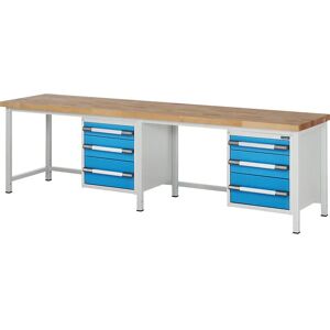 Banco da lavoro Eurokraft Pro - 6 cassetti - Grigio chiaro RAL 7035 - Tavolo da officina Banco da lavoro Eurokraft Pro - 6 cassetti - Grigio chiaro RAL 7035 - Tavolo da officina
