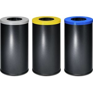 Eurokraft Basic Recipiente pentru reciclare - Set de 3, 70L, Oțel Eurokraft Basic Recipiente pentru reciclare - Set de 3, 70L, Oțel