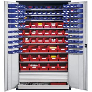 Eurokraft Pro Stahl Schrank - Verstellbare Regale, Schloss, 152 Behälter Eurokraft Pro Stahl Schrank - Verstellbare Regale, Schloss, 152 Behälter