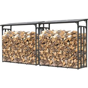 QUICK-STAR Cobertizo de madera para leña - 2 piezas, antracita, 143x70x145cm QUICK-STAR Cobertizo de madera para leña - 2 piezas, antracita, 143x70x145cm