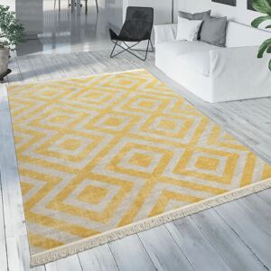 Paco Home Gelber skandinavischer Balkon-Teppich - Rautenmuster - 60x100cm Paco Home Gelber skandinavischer Balkon-Teppich - Rautenmuster - 60x100cm