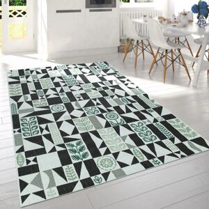 PACO HOME - Alfombra Interior Exterior - Negro Blanco Verde 200x290cm PACO HOME - Alfombra Interior Exterior - Negro Blanco Verde 200x290cm