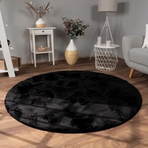 PACO HOME Kunstfell Soft 380 Teppich - Rund, Schwarz, 120cm PACO HOME Kunstfell Soft 380 Teppich - Rund, Schwarz, 120cm
