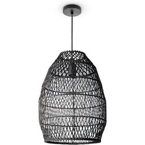 PACO HOME VIHMO - Lámpara Colgante de Ratán Negra, Altura Ajustable PACO HOME VIHMO - Lámpara Colgante de Ratán Negra, Altura Ajustable