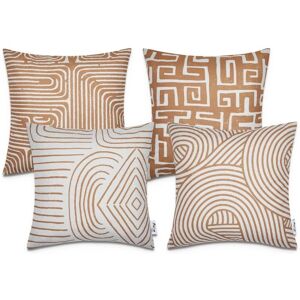 Paco Home - Federe cuscini geometriche - Weiß-Ocker - 4 pezzi - Federe cuscino Paco Home - Federe cuscini geometriche - Weiß-Ocker - 4 pezzi - Federe cuscino