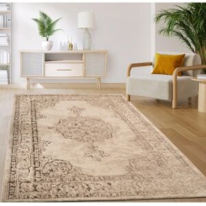 Tapis beige à poil court Paco Home - Style oriental abstrait - Publicité Tapis beige à poil court Paco Home - Style oriental abstrait - Publicité