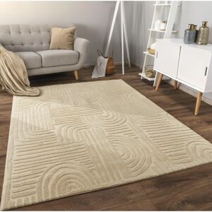 Alfombra Beige de Pelo Corto Geométrica Alfombra Beige de Pelo Corto Geométrica