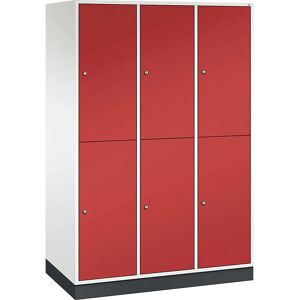C+P Stahlschrank - 3 Module, Weiß/Rot, 1220x600mm - Kleiderschrank C+P Stahlschrank - 3 Module, Weiß/Rot, 1220x600mm - Kleiderschrank