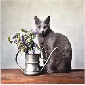 ARTLAND Katze mit Deko - 50x50cm Schwarz Wandbild ARTLAND Katze mit Deko - 50x50cm Schwarz Wandbild