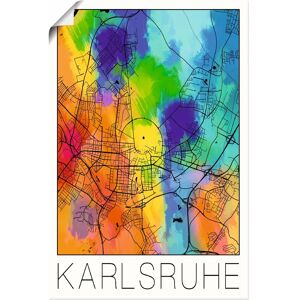 ARTland - Retro Karte Karlsruhe Aquarell - 20x30 cm - Wandbild ARTland - Retro Karte Karlsruhe Aquarell - 20x30 cm - Wandbild