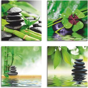 ARTLAND Glücksklee Zen Steinpyramide Wasser - 30x30 cm - grün - Canvas print ARTLAND Glücksklee Zen Steinpyramide Wasser - 30x30 cm - grün - Canvas print