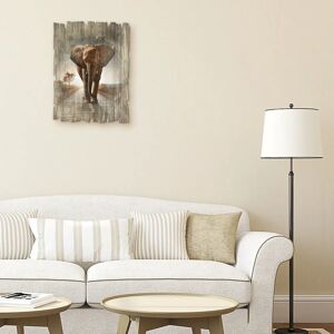 ARTLAND - Ein Elefant läuft auf der Straße - brown - 30x40 cm - Wood art ARTLAND - Ein Elefant läuft auf der Straße - brown - 30x40 cm - Wood art