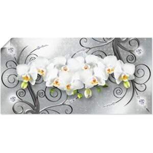 ARTLAND - weiße Orchideen auf Ornamenten - Wall Art ARTLAND - weiße Orchideen auf Ornamenten - Wall Art