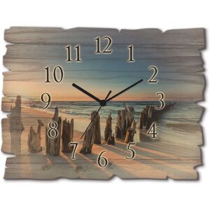 ARTLAND Holzuhr Sonnenuntergang Strand Wellenbrecher Wanduhr - Wanduhr ARTLAND Holzuhr Sonnenuntergang Strand Wellenbrecher Wanduhr - Wanduhr