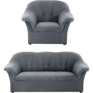 Domo Collection Pegnitz Couchgarnitur - Grau, Chenille-Optik, 3-Sitzer & Sessel Domo Collection Pegnitz Couchgarnitur - Grau, Chenille-Optik, 3-Sitzer & Sessel