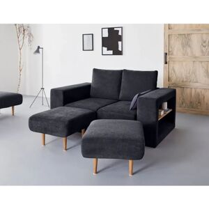 Domo collection Dunkelblau Verwandlungssofa mit 2 Hockern - Sofa Domo collection Dunkelblau Verwandlungssofa mit 2 Hockern - Sofa