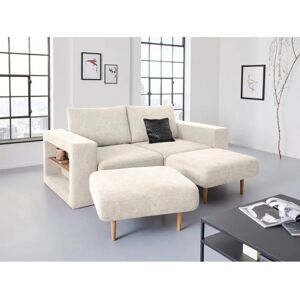 Domo collection beiges transformierbares Sofa mit 2 Hockern - Sofa Domo collection beiges transformierbares Sofa mit 2 Hockern - Sofa