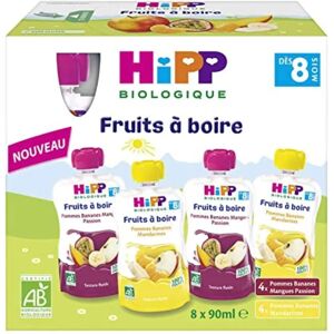 HiPP Purée de Fruits Bio - 8 Gourdes 90ml - Publicité HiPP Purée de Fruits Bio - 8 Gourdes 90ml - Publicité
