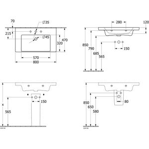 Villeroy & Boch Subway 3.0 chiuvetă de perete dreptunghiulară - TitanCeram Villeroy & Boch Subway 3.0 chiuvetă de perete dreptunghiulară - TitanCeram