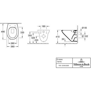 Villeroy & Boch O.novo Wand-WC - Rimlos - Weiß Alpin - 7667R001 Villeroy & Boch O.novo Wand-WC - Rimlos - Weiß Alpin - 7667R001