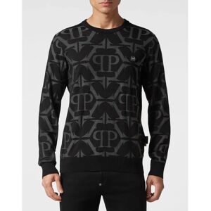 Philipp Plein Wol en Zijde Pullover Ronde Hals LS Zwart - Pullover Philipp Plein Wol en Zijde Pullover Ronde Hals LS Zwart - Pullover