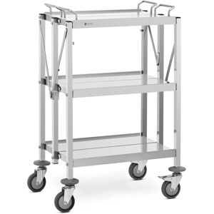 Royal Catering RCSW-100 Stainless Steel Foldable Serving Trolley - 3 Shelves Royal Catering RCSW-100 Stainless Steel Foldable Serving Trolley - 3 Shelves