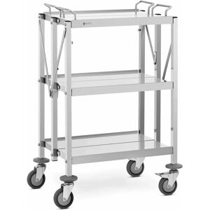 Royal Catering RCSW-100 Stainless Steel Foldable Serving Trolley - 3 Shelves Royal Catering RCSW-100 Stainless Steel Foldable Serving Trolley - 3 Shelves
