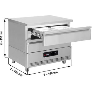 GGM Gastro - GN 2/1 930mm - Zilver - 2-lades - Onderbouw koelkastvriezer GGM Gastro - GN 2/1 930mm - Zilver - 2-lades - Onderbouw koelkastvriezer